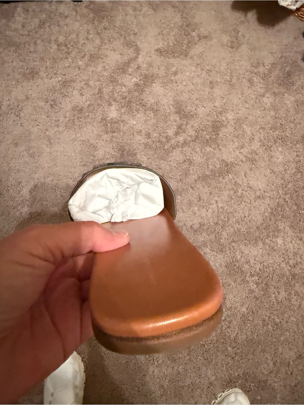 Tory Burch Tan Leather Slide Mules with Logo Cutout - Picture 13 of 15